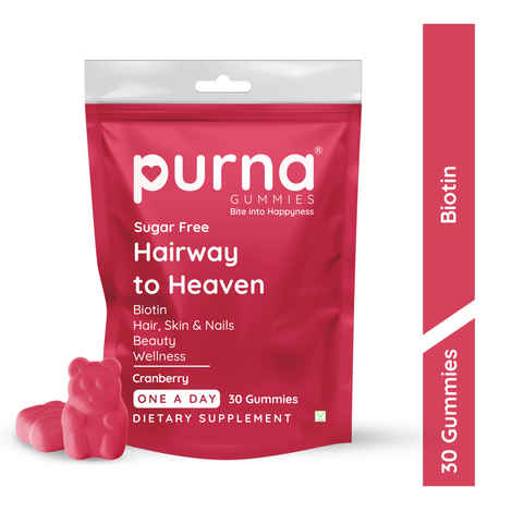Buy Purna Gummies Biotin Cranberry Sugar Free Gummies With Vitamin B12 For Hair, skin & Nail, 30 Day Pack - Purplle