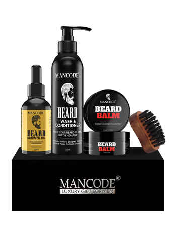 Buy Mancode Gift Set for Men - Premium Luxury Beard Growth Kit (Beard Growth Oil + Beard Wash & Conditioner + Beard Balm + Beard Brush) Gift Set - 02 - Purplle