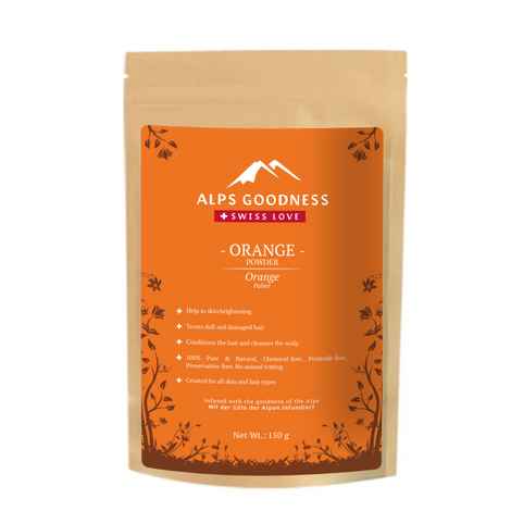 Alps Goodness Powder - Orange (150 g)| 100% Natural Powder | No Chemicals, No Preservatives, No Pesticides | Can be used for Hair Mask and Face Mask | Nourishes hair follicles| Glow Face Pack| Orange Peel Face Pack