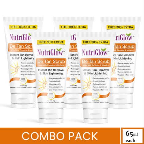 Buy NutriGlow Set of 5 De Tan Scrub For Instant Tan Removal & Skin Lightening (65 gm each) - Purplle