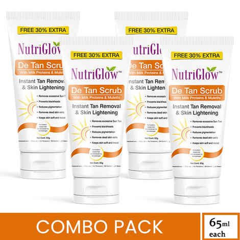 NutriGlow Set of 4 De Tan Scrub For Instant Tan Removal & Skin Lightening, 65 gm each