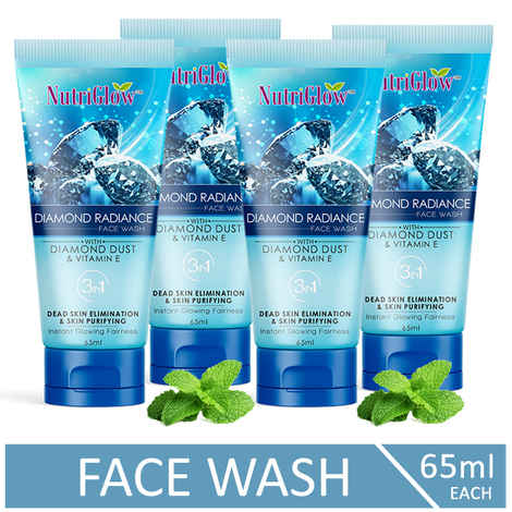 Buy NutriGlow Set of 4 Diamond Radiance Face Wash For Dead Skin Elimination & Skin Purifying, 65 ml each - Purplle