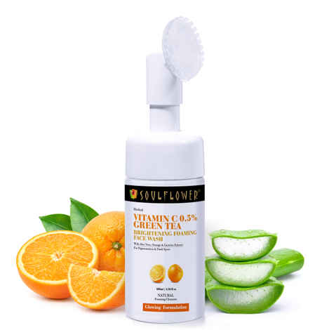 Buy Soulflower Herbal Vitamin C 0.5% Green Tea Brightening Foaming Face Wash, 100 ml - Purplle