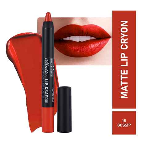 Half N Half Matte Lip Crayon Velvet Soft & Long Lasting, 24h Super Stay, 15 Gossip (3.5 gm)