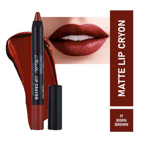 Buy Half N Half Matte Lip Crayon Velvet Soft & Long Lasting, 24h Super Stay, 17 Born Brown (3.5 gm) - Purplle