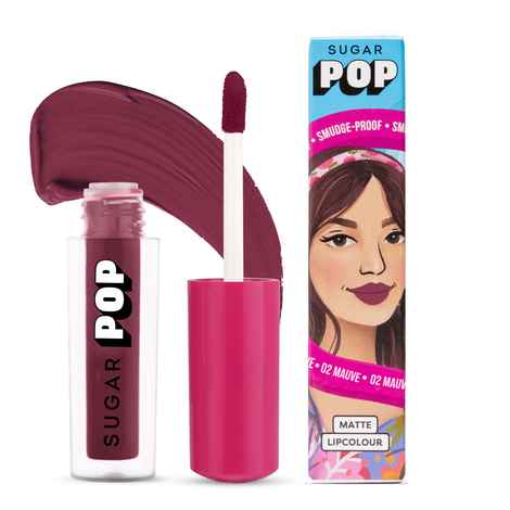 Buy SUGAR POP Matte Lipcolour - 02 Mauve (Dark Mauve) – 1.6 ml - Lasts Up to 8 hours l Mauve Lipstick for Women l Non-Drying, Smudge Proof, Long Lasting - Purplle