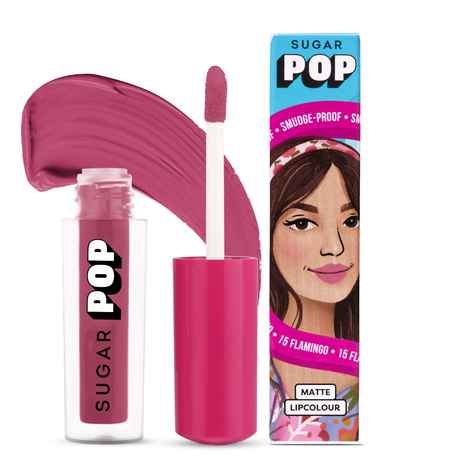 Buy SUGAR POP Matte Lipcolour - 15 Flamingo (Pinkish Purple) – 1.6 ml | Non-Drying, Smudge Proof, Long Lasting - Purplle
