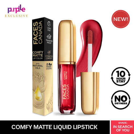 Buy FACES CANADA Comfy Matte Liquid Lipstick - In Search Of You 14 ml | 10HR Longstay | Intense Matte Color | Almond Oil & Vitamin E | No Dryness | No Alcohol - Exclusively on Purplle - Purplle