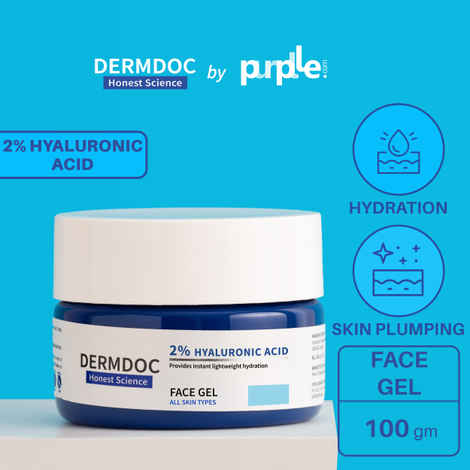 Buy DERMDOC by Purplle 2% Hyaluronic Acid Face Gel (100 gm) | hyaluronic acid moisturizer | moisturizer for dry skin - Purplle