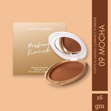 Buy Cuffs N Lashes Perfect Finish Pressed Powder Compact with SPF 15, 09 Mocha, (16 gm) - Purplle