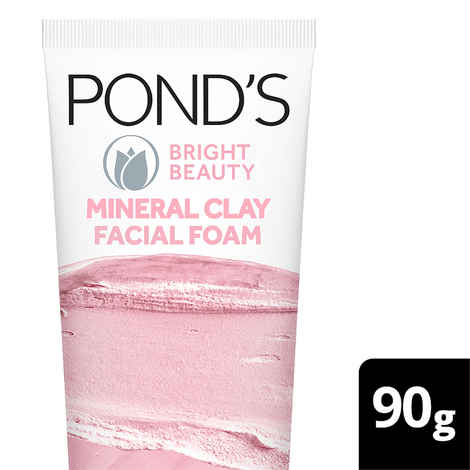 Buy Ponds Bright Beauty Mineral Clay Facial Foam For Oil Free Instant Glow (90 gm) - Purplle