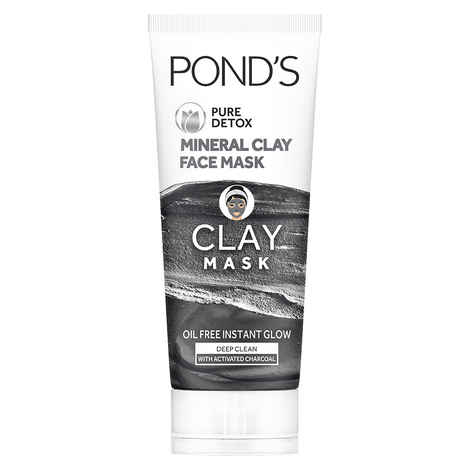 Buy Ponds Pure Detox Mineral Clay Activated Charcoal Oil Free Glow Face Mask 90 gm - Purplle