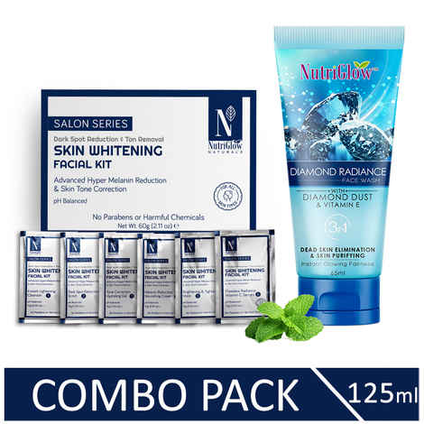 Buy NutriGlow NATURAL'S Advanced Pro Formula Skin Whitening Facial Kit (60 gm) & Diamond Radiance Face Wash (65 ml) - Purplle