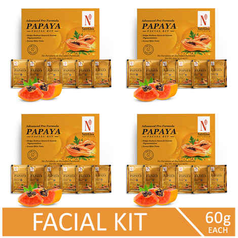 Buy NutriGlow NATURAL'S Advanced Pro Combo Pack of 4 Papaya Facial Kit For Toned Up Skin Eliminates, 60 gm each - Purplle