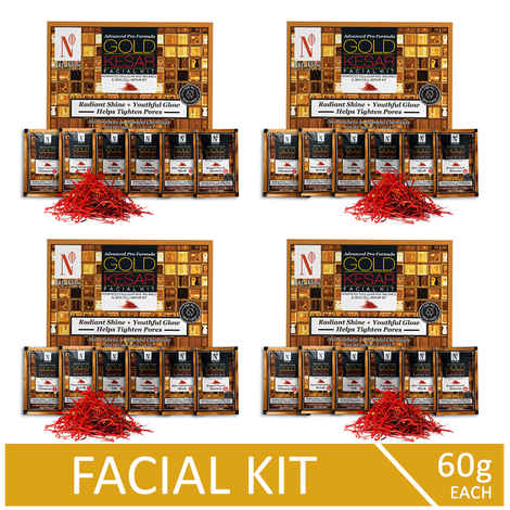 Buy NutriGlow NATURAL'S Advanced Pro Formula Combo Pack of 4 Gold Kesar Facial Kit For Relief From Sunburn, 60 gm each - Purplle