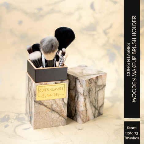 Buy Cuffs N Lashes Marble Makeup Brush Holder, Square 1 Pc - Purplle