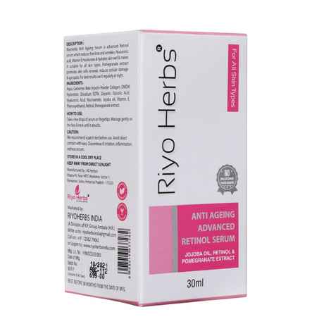 Buy Riyo Herbs Anti Ageing Advanced Retinol Serum With Vitamin A & E Extract for Reduce Fine Lines, 30 ml - Purplle