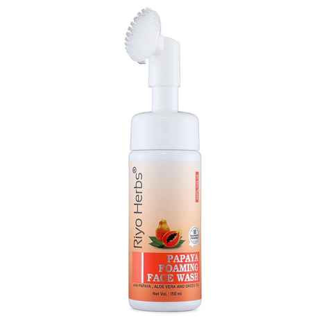 Buy Riyo Herbs Papaya Foaming Face Wash With Attached Silicone Cleanser Brush For Deep Cleansing, 150 ml - Purplle