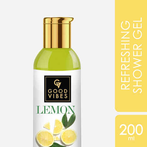 Buy Good Vibes Lemon Refreshing Shower Gel (Body Wash) | Hydrating, Moisturizing, Smoothening (200 ml) - Purplle
