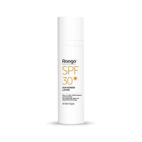 Buy Raaga Professional SPF 30 PA++++ Sunscreen Lotion with UVA + UVB Protection, Anti Tan Actives, Non Greasy, Water and Sweat Proof Technology, All Skin Types, 55 ml - Purplle
