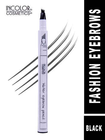 Buy Incolor 4 Forked Long Lasting Fashion Eyebrow Pencil Black 01 (2g) - Purplle