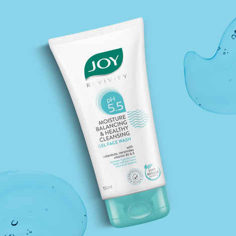 Joy pH 5.5 Moisture Balancing & Healthy Cleansing Gel Face Wash | With Calendula, Ceramides, Vitamin B5, E| Cleanses and Hydrates | 150 ml