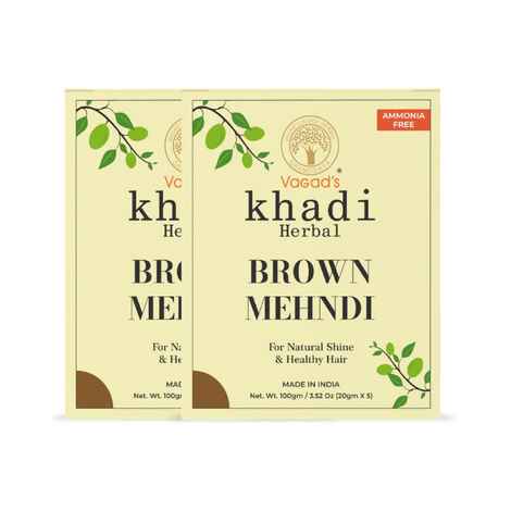 Buy Vagad’s Khadi Brown Mehndi 100gm | Natural | Ammonia Free Henna (Pack of 2) - Purplle