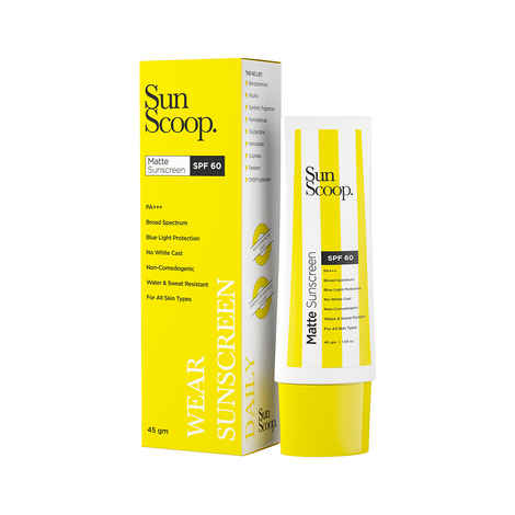 Buy SunScoop Matte Sunscreen | SPF 60 PA+++ | With Zinc Oxide | Water & Sweat Resistant - SPF 60 PA+++ (45 gm) - Purplle
