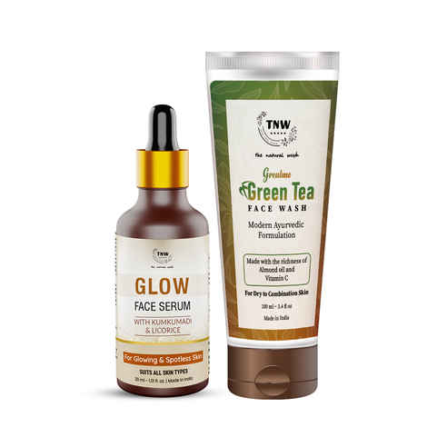 Buy Combo of 2- Green Tea Face Wash 100ml & Glow Face Serum 30ml - Purplle
