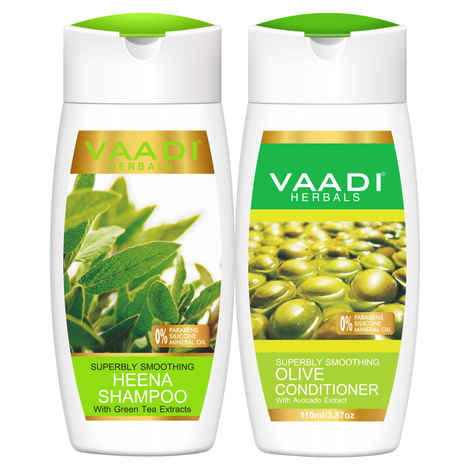Buy Vaadi Herbals Superbly Smoothing Heena Shampoo with Olive Conditioner (110 ml x 2) - Purplle