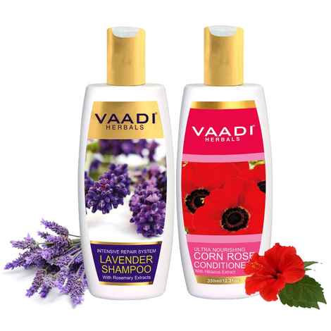 Buy Vaadi Herbals Lavender Shampoo with Corn Rose Conditioner (350 ml x 2) - Purplle