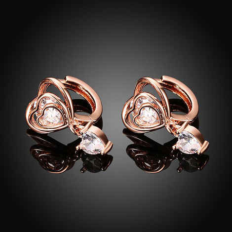 Jewels Galaxy Rose Gold-Plated Stone-Studded Heart Shaped