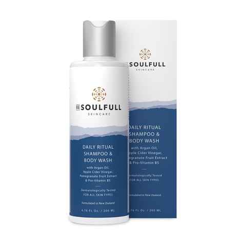 Buy Be Soulfull 2-In-1 Shampoo & Body Wash | Head-To-Toe Cleanser with Argan Oil, Apple Cider Vinegar, Pomegranate Extract & Pro-Vitamin B5 I 200 ml (For Men & Women) - Purplle