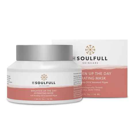 Be Soulfull Hydrating Mask | Brightening Mask with Rosehip Oil, Seaweed Algae & Hibiscus Extract | Exfoliates, Reduces Hyperpigmentation & Slows Skin Aging | For Men & Women - 50 gm