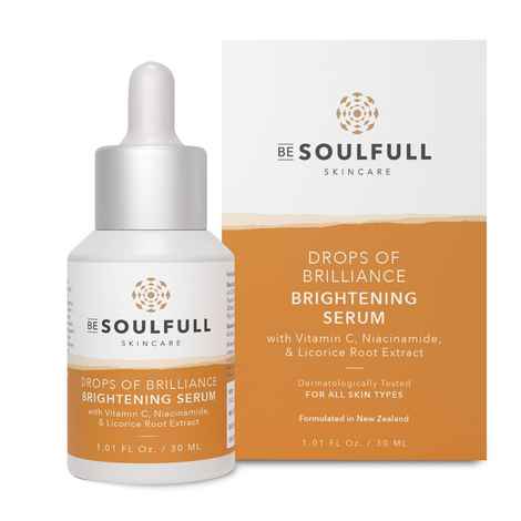 Buy Be Soulfull Brightening Serum with Vitamin C, Niacinamide & Licorice Root Extract for Natural Glow | Brightens, Hydrates & Repairs Skin | For Men & Women - 30 ml - Purplle