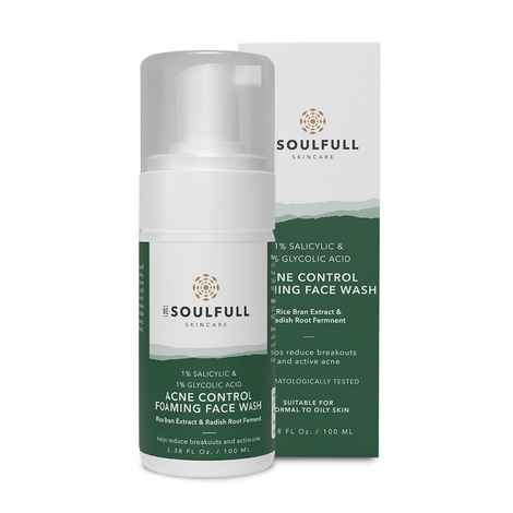Buy Be Soulfull Anti-Acne Foaming Face Wash | Face wash with 1% Salicylic Acid, 1% Glycolic Acid, Rice Bran Water & Radish Root Ferment | Controls oil, treats active acne | 100 ml - Purplle