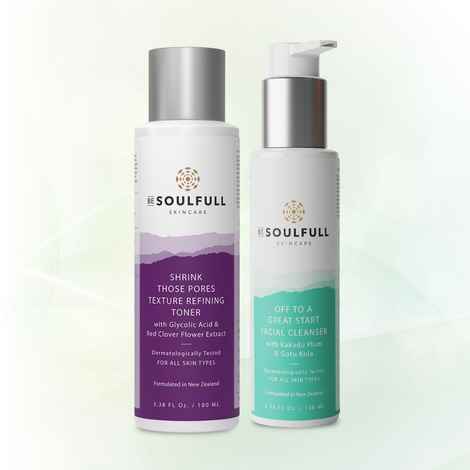 Buy Be Soulfull CLEAN & BRIGHT Facial Cleanser & Refining Toner | Deep cleanses, Fights Hyperpigmentations, Unclogs Open Pores & Controls Acne Combo of 2 - Purplle