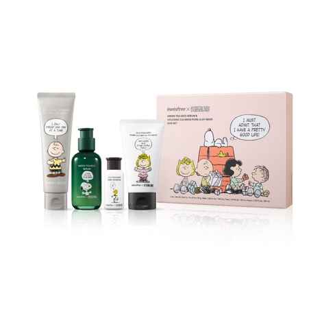 Buy Innisfree X Peanuts Ltd. Edition Green Tea & Volcanic Mask Duo Set (4 pieces) - Combo of 4 - Purplle