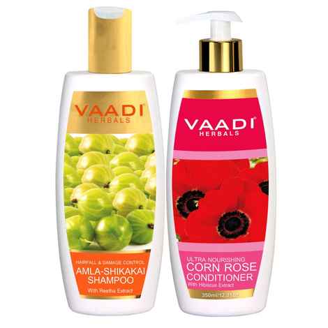 Buy Vaadi Herbals A mla Shikaki Shampoo - Hairfall & Damage Control with Corn Rose Conditioner (350 ml x 2) - Purplle