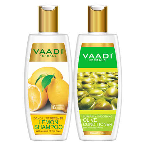 Buy Vaadi Herbals Dandruff Defense Lemon Shampoo with Olive Conditioner (350 ml x 2) - Purplle
