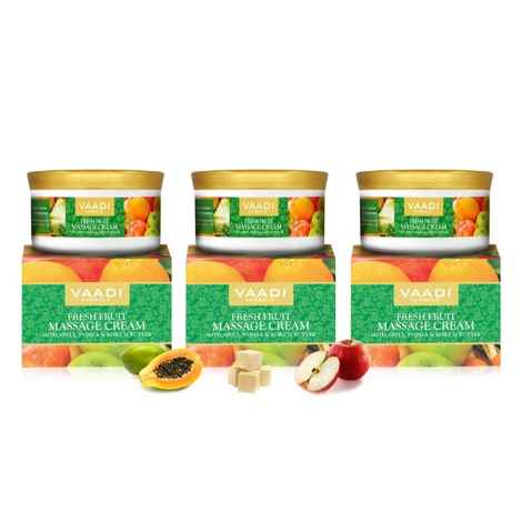 Buy Vaadi Herbals Value Pack Of 3 Fresh Fruit Massage Cream With Apple, Papaya & Kokum Butter (150 g * 3) - Purplle