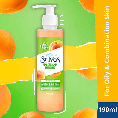 Buy St. Ives Apricot Smooth Skin Face Wash Cleanser for Oily Skin Deep Pore Cleansing with 100% Natural Extract & 2% Salicylic Acid,190g - Purplle