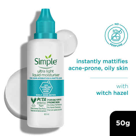 Buy Simple Daily Skin Detox Ultra-Light Liquid Moisturiser, 60 ml - Purplle