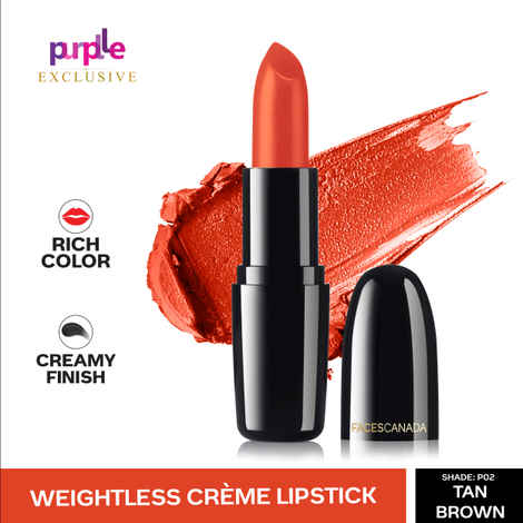 Buy Faces Canada Weightless Creme Finish Lipstick Tan Brown P02 (4 gm) - Exclusively on Purplle - Purplle