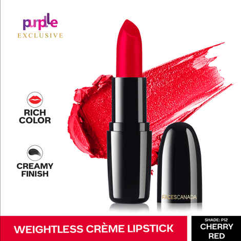 Buy Faces Canada Weightless Creme Finish Lipstick Cherry Red P09 (4 gm) - Exclusively on Purplle - Purplle