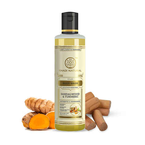 Buy Khadi Natural Sandal & Turmeric Herbal Body Wash| Restore Skin Softness| SLS & Paraben Free - (210 ml) - Purplle