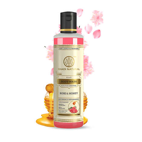 Khadi Natural Rose And Honey Antioxidant & Soothing Body Wash| SLS & Paraben Free - (210 ml)