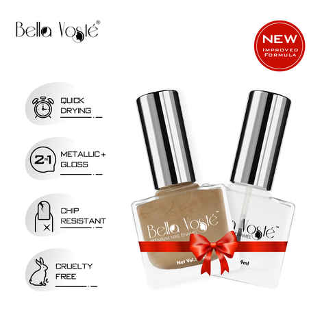 Buy Bella Voste Metallic Nail Paints Lamp Shade (9 ml) + Top Coat (9 ml) l Quick Drying l Chip Proof Formula l Long Lasting l Cruelty Free - Purplle