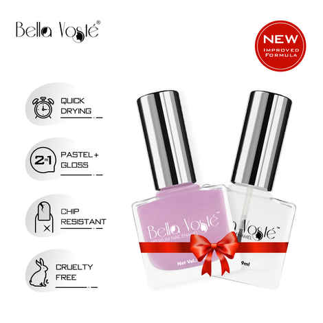Buy Bella Voste Pastel Nail Paints Frilly Edge (9 ml) + Top Coat (9 ml) l Quick Drying l Chip Proof Formula l Long Lasting l Cruelty Free - Purplle