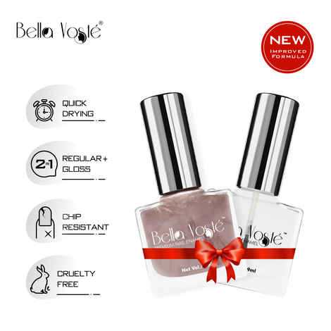 Buy Bella Voste Nail Paints Flamingo (9 ml) + Top Coat (9 ml) l Quick Drying l Chip Proof Formula l Long Lasting l Cruelty Free - Purplle